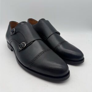 BRAND NEW Marc Joseph New York Essex Navy Blue Leather Cap Toe Double Monk Sz 10